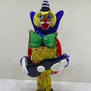 Blown Art Glass Caped Guitar-Playing Clown
